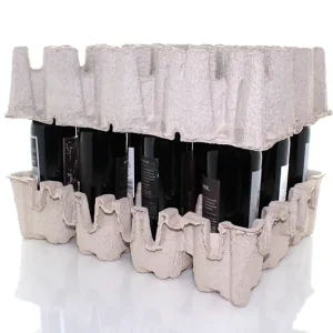 12 glass bottle products with molded fiber enclosure on both top and bottom